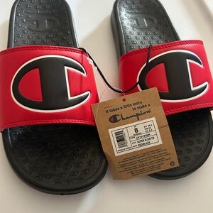 Champion Kids Black and Red Slide Sandals